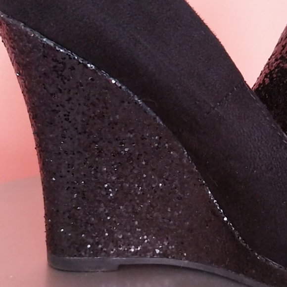 Black glitter wedge heels - Picture 2 of 3